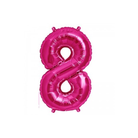 BALLON METALLIQUE CHIFFRE 8 FUSCHIA 41 CM