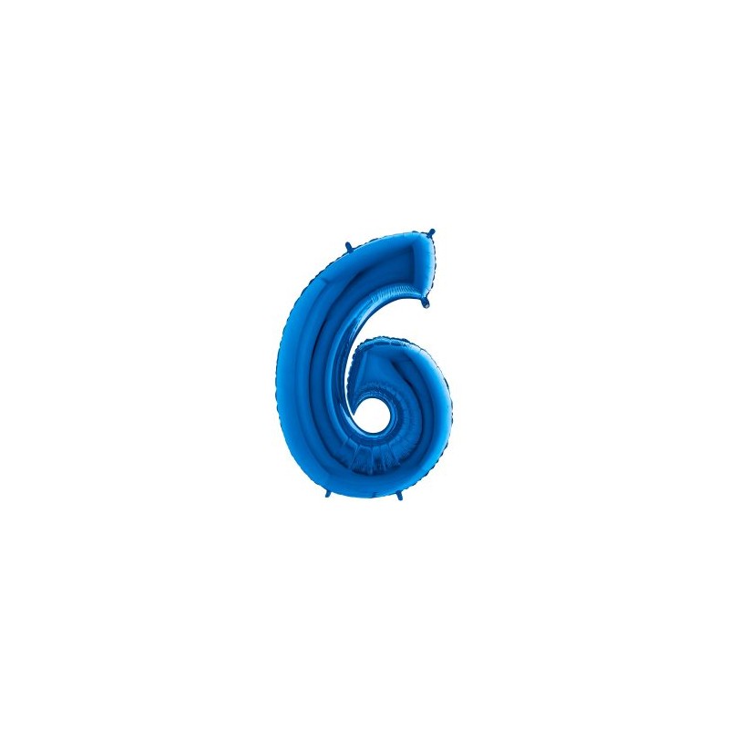 BALLON METALLIQUE CHIFFRE 6 BLEU 41 CM BALLON METALLIQUE CHIFFRE 6 BLEU 41 CM