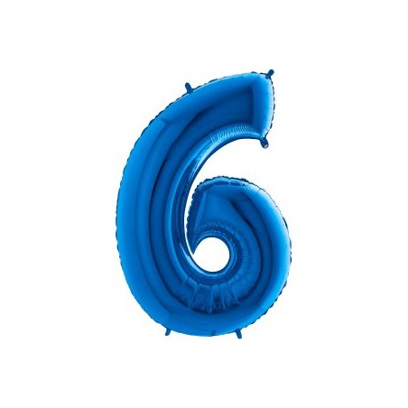 BALLON METALLIQUE CHIFFRE 6 BLEU 41 CM