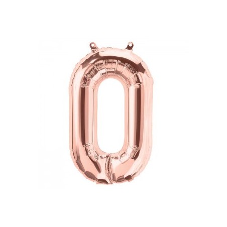 BALLON METALLIQUE CHIFFRE 0 ROSE GOLD 40 CM