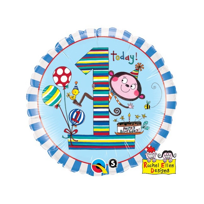 BALLON METALLIQUE RACHEL 1 ANS BLEU 46 CM BALLON METALLIQUE RACHEL 1 ANS BLEU 46 CM