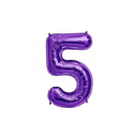 BALLON METALLIQUE CHIFFRE 5 VIOLET 89 CM