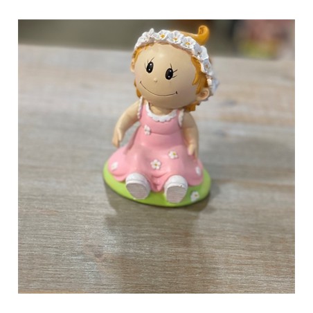 FIGURINE FILLE ROSE ROBE A FLEURS 