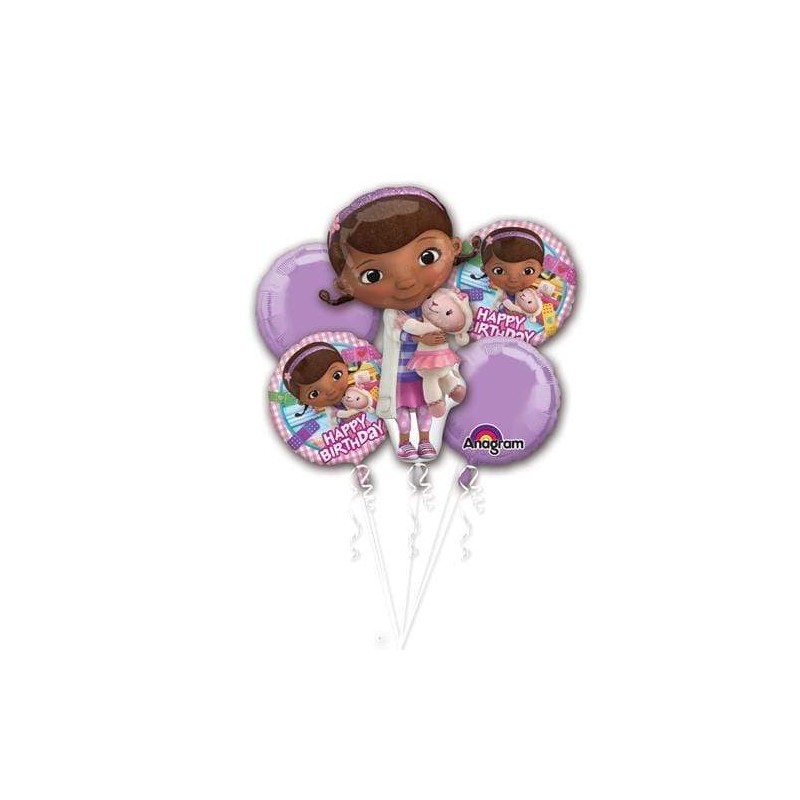 5 BALLONS METALLIQUES DOC LA PELUCHE EN BOUQUET 5 BALLONS METALLIQUES DOC LA PELUCHE EN BOUQUET