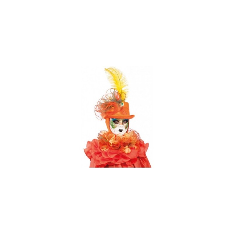 COIFFE VENITIENNE ORANGE : CHAPEAU ET COLERETTE COIFFE VENITIENNE ORANGE : CHAPEAU ET COLERETTE