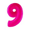 BALLON METALLIQUE CHIFFRE 9 ROSE FLUO 100 CM 