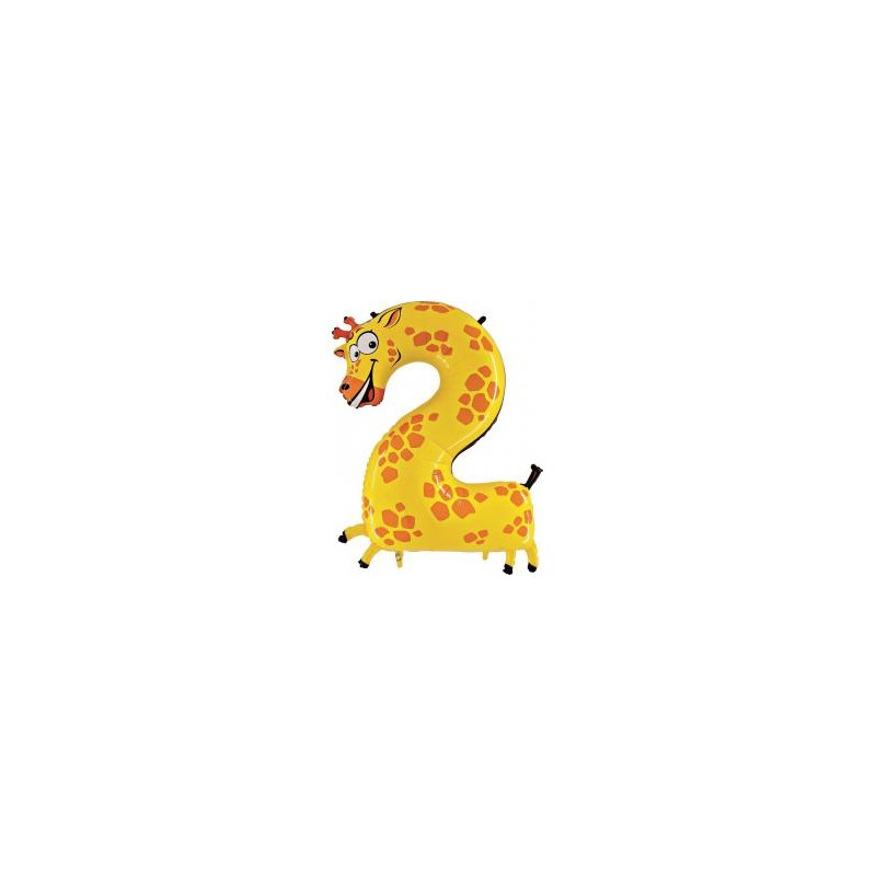 BALLON ANIMAUX GIRAFE CHIFFRE 2 21 X 44 CM BALLON ANIMAUX GIRAFE CHIFFRE 2 21 X 44 CM
