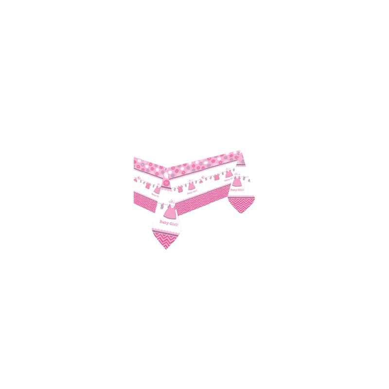 NAPPE PLASTIFIEE BABY SHOWER WITH LOVE GIRL ROSE 138 X 259 CM