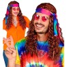 PERRUQUE HIPPIE MARRON AVEC BANDEAU TIE DYE