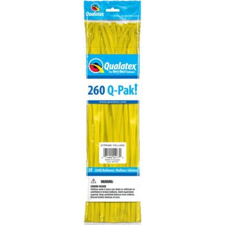 50 BALLONS A MODELER  260 Q-PACK  JAUNE 