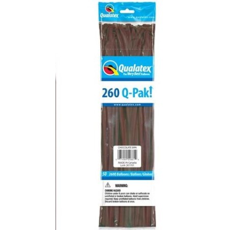 50 BALLONS A MODELER  260 Q-PACK  CHOCOLAT/MARRON 
