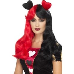 PERRUQUE ROUGE ET NOIR COEUR COSPLAY