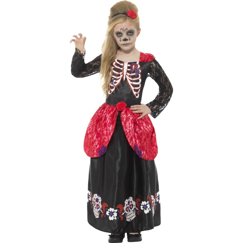 DEGUISEMENT DAY OF THE DEAD ROSE ROUGE TAILLE 10/12 ANS DEGUISEMENT DAY OF THE DEAD ROSE ROUGE TAILLE 10/12 ANS
