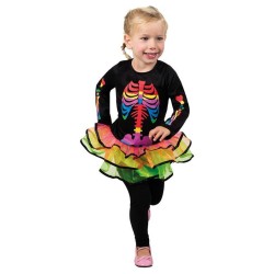 DEGUISEMENT ENFANT ROBE TUTU SQUELETTE NEON MULTICOLORE  3/4 ANS
