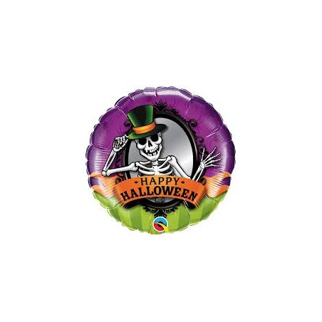 BALLON METALLIQUE HAPPY HALLOWEEN SKELETON 46 CM