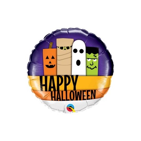 BALLON METALLIQUE HAPPY HALLOWEEN MONSTERS 46CM