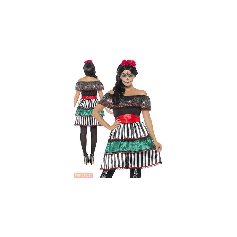 DEGUISEMENT DAY OF THE DEAD SENORITA DOLL ROBE MEXICAINE TAILLE L DEGUISEMENT DAY OF THE DEAD SENORITA DOLL ROBE MEXICAINE TAILLE L