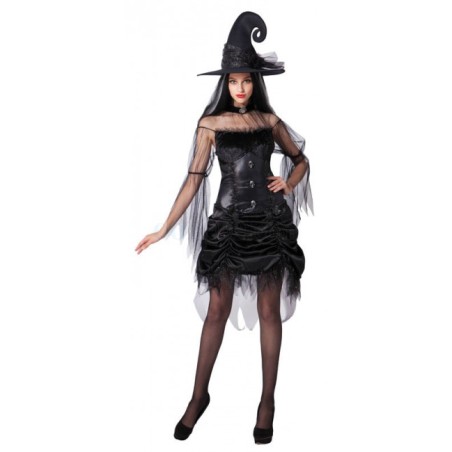 DEGUISEMENT SORCIERE SEXY SUPER LUXE NOIR TAILLE M