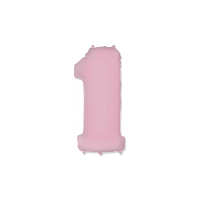BALLON METALLIQUE CHIFFRE 1 ROSE CLAIR 100 CM BALLON METALLIQUE CHIFFRE 1 ROSE CLAIR 100 CM
