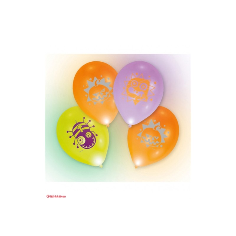 4 BALLON LED COULEURS ASSORTIES IMPRIMES HALLOWEEN 4 BALLON LED COULEURS ASSORTIES IMPRIMES HALLOWEEN