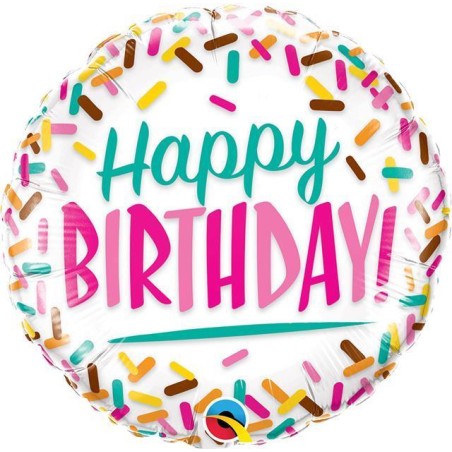 BALLON METALLIQUE HAPPY BIRTHDAY MULTICOLOR COPEAUX 46CM