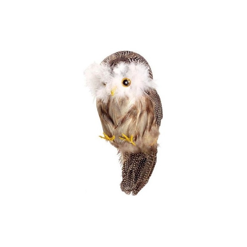 HIBOU OU CHOUETTE PLUMES COULEUR NATURELLE 33 CM HIBOU OU CHOUETTE PLUMES COULEUR NATURELLE 33 CM