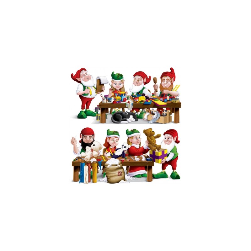 DECOR MURAL LES LUTINS DU PERE NOEL DANS L'ATELIER DECOR MURAL LES LUTINS DU PERE NOEL DANS L'ATELIER
