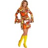 DEGUISEMENT ROBE FEMME GROOVY ANNEES 70 MARRON ORANGE VERT TAILLE XL