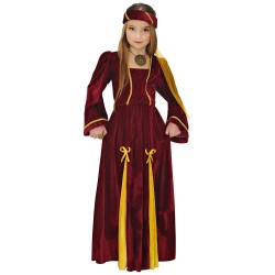 DEGUISEMENT PRINCESSE MEDIEVALE BORDEAU ET OR TAILLE 158