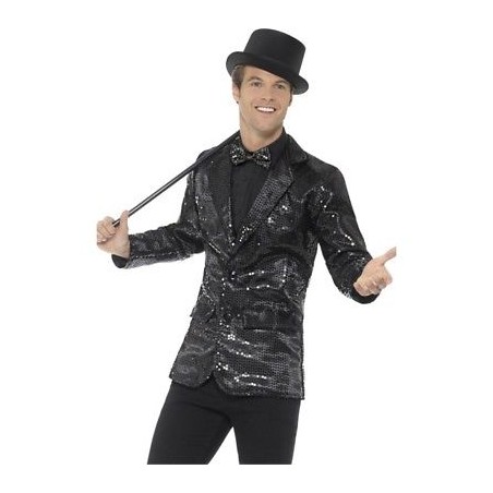 DEGUISEMENT VESTE SEQUIN NOIR TAILLE L