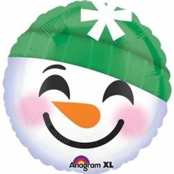 BALLON METALLIQUE ROND TETE DE BONHOMME DE NEIGE 43 CM