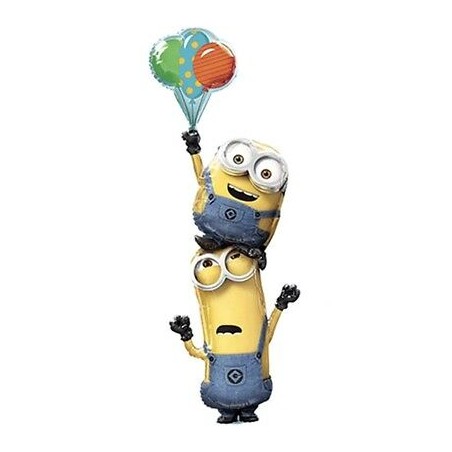BALLON GEANT METALLIQUE 2 PERSONNAGES MINIONS AVEC BALLONS