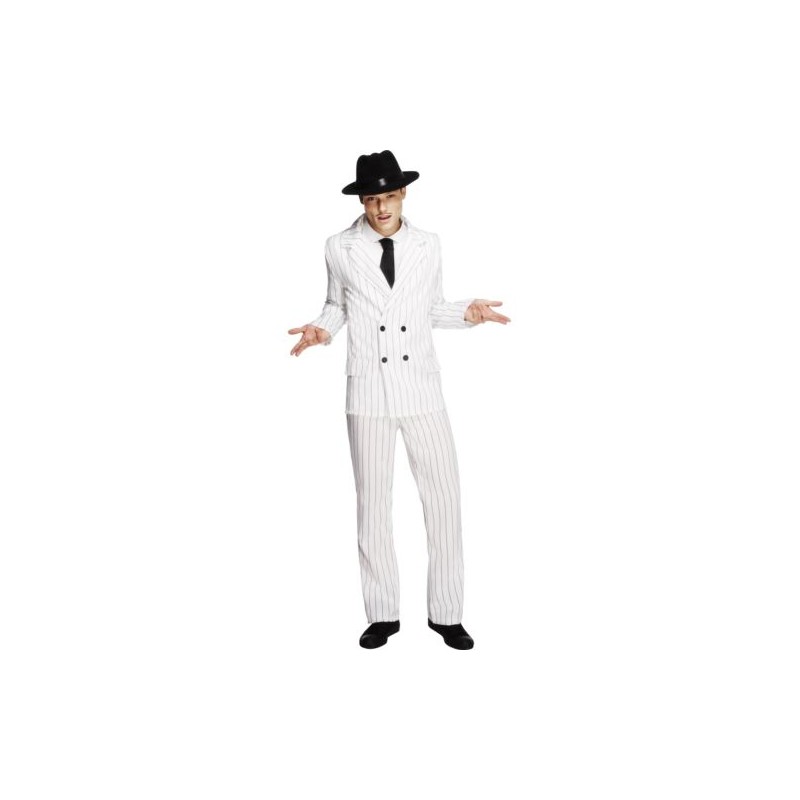 DEGUISEMENT GANGSTER BLANC/LISERES NOIRS TAILLE S DEGUISEMENT GANGSTER BLANC/LISERES NOIRS TAILLE S