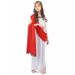 DEGUISEMENT DEESSE ROMAINE ROBE BLANCHE DRAPE ROUGE TAILLE S 4-6 ANS