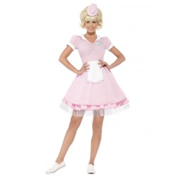 DEGUISEMENT SERVEUSE ROBE ROSE VICHY + TABLIER + CHAPEAU SUR SRRE TETE TAILLE L