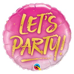 BALLON METALLIQUE ROND ROSE LET'S PARTY 46 CM