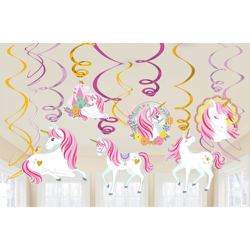 12 DECORATIONS TOURBILLONS LICORNE PASTEL 12 DECORATIONS TOURBILLONS LICORNE PASTEL