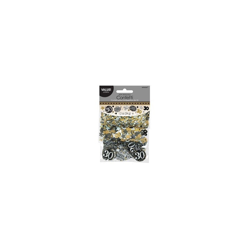 CONFETTIS DE TABLE 30 ANS NOIR ARGENT OR 34G CONFETTIS DE TABLE 30 ANS NOIR ARGENT OR 34G