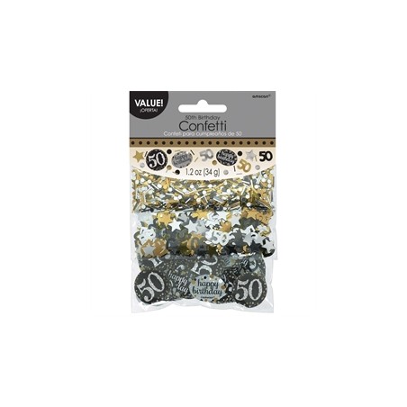 CONFETTIS DE TABLE 50 ANS NOIR ARGENT OR 34G