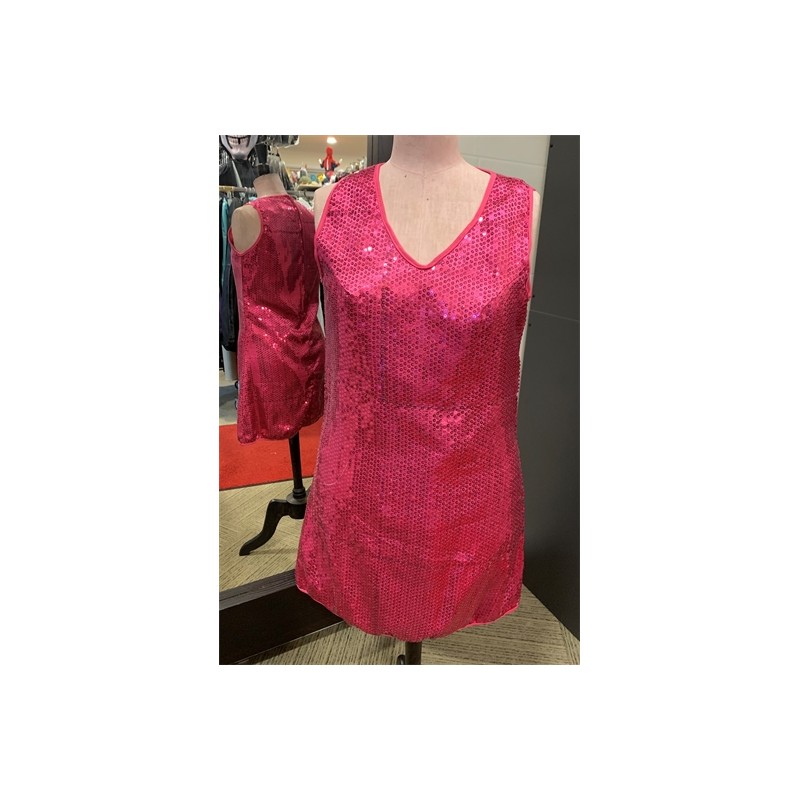 DEGUISEMENT ROBE DISCO SEQUIN OU PAILLETTE ROSE FUSCHIA TAILLE 40-42 DEGUISEMENT ROBE DISCO SEQUIN OU PAILLETTE ROSE FUSCHIA TAILLE 40-42
