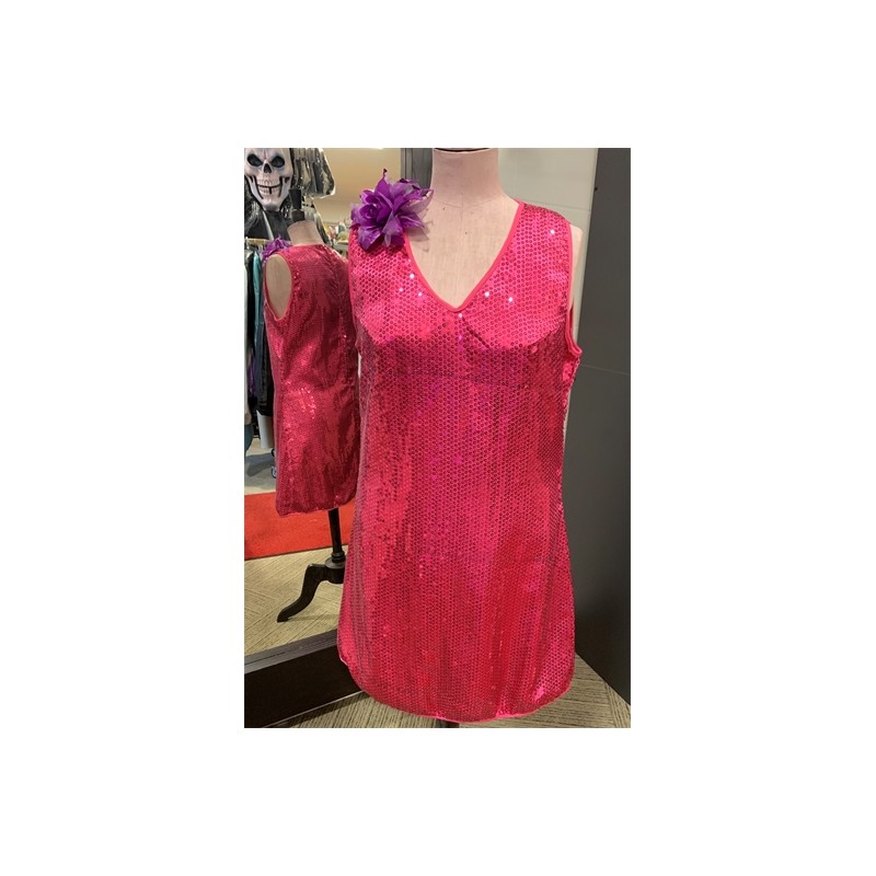 DEGUISEMENT ROBE DISCO SEQUIN OU PAILLLETTE ROSE FUSCHIA TAILLE 44/46 DEGUISEMENT ROBE DISCO SEQUIN OU PAILLLETTE ROSE FUSCHIA TAILLE 44/46