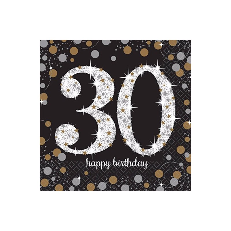 16 SERVIETTES 30 ANS 33 X 33 CM NOIR ARGENT ET OR 16 SERVIETTES 30 ANS 33 X 33 CM NOIR ARGENT ET OR
