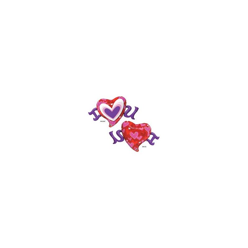 BALLON METALLIQUE COEUR I LOVE YOU VIOLET ET ROUGE 117 CM BALLON METALLIQUE COEUR I LOVE YOU VIOLET ET ROUGE 117 CM