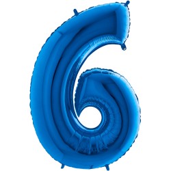 BALLON METALLIQUE CHIFFRE 6 BLEU 102 CM
