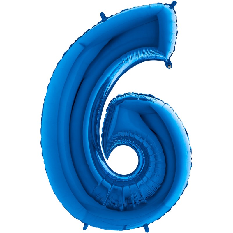 BALLON METALLIQUE CHIFFRE 6 BLEU 102 CM