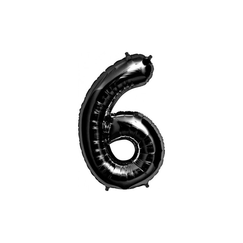 BALLON METALLIQUE CHIFFRE 6 NOIR 86 CM BALLON METALLIQUE CHIFFRE 6 NOIR 86 CM