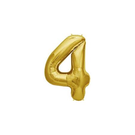 BALLON METALLIQUE CHIFFRE 4 OR 86 CM