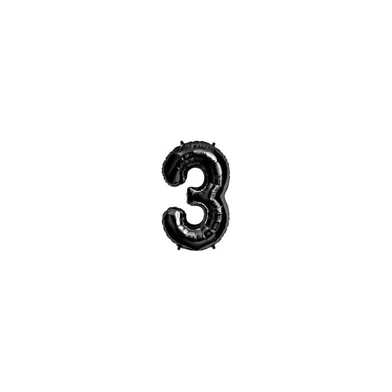 BALLON METALLIQUE CHIFFRE 3 NOIR 83 CM BALLON METALLIQUE CHIFFRE 3 NOIR 83 CM