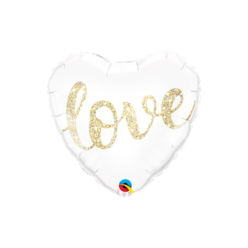 BALLON METALLIQUE COEUR BLANC LOVE EN OR 46 CM BALLON METALLIQUE COEUR BLANC LOVE EN OR 46 CM