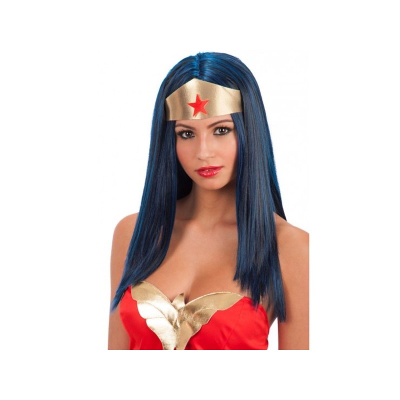 PERRUQUE BRUNE MECHES BLEUE WONDER WOMAN PERRUQUE BRUNE MECHES BLEUE WONDER WOMAN